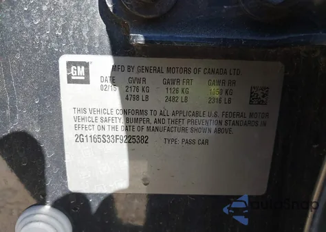 2015 Chevrolet Impala 2Lz from USA, damaged, VIN 2G1165S33F9225382